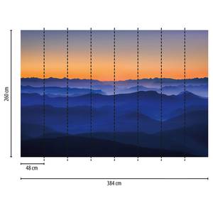 Papier peint Paysage de montagne Intissé - Bleu / Orange - 3,84 x 2,6 cm