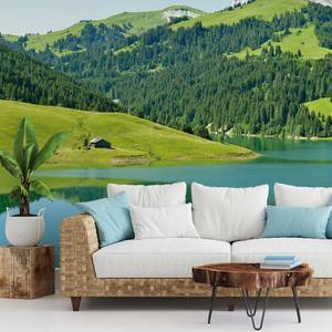 Fotobehang Lauenensee Gstaad vlies - groen / blauw - 3,84cm x 2,6cm