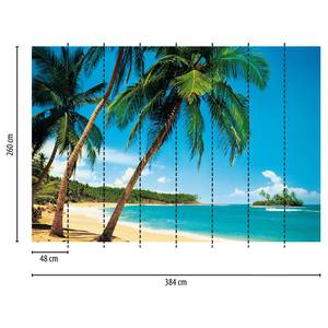 Papier peint Tropical Island Intissé - Bleu / Vert / Beige - 3,84 x 2,6 cm