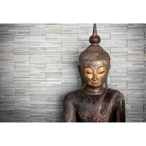 Papier peint Buddha Wellness Intissé - Gris / Marron - 3,84 x 2,6 cm