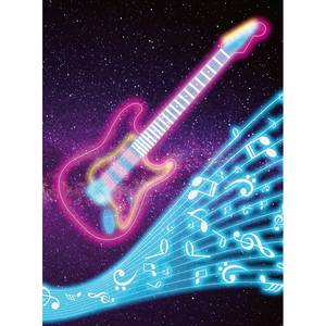 Papier peint Kids Guitar Intissé - Violet / Bleu - 1,92 x 2,6 cm