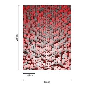 Fotobehang 3D Pentagons II vlies - rood / grijs - 1,92cm x 2,6cm