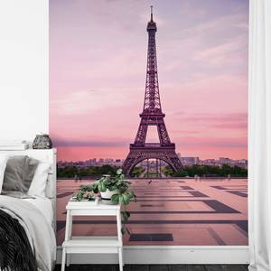 Papier peint Tour Eiffel Intissé - Rose / Violet - 1,92 x 2,6 cm - Largeur : 1.9 cm
