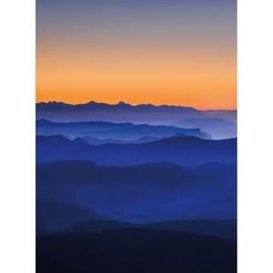 Fotobehang Mountains vlies - blauw / oranje - 1,92cm x 2,6cm