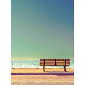 Fotobehang Bench And Sea vlies - blauw / beige - 1,92cm x 2,6cm