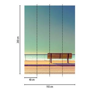 Fotomurale Bench And Sea Tessuto non tessuto - Beige / Blu - 1,92cm x 2,6cm