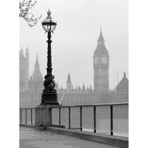 Fotobehang London Fog Skyline vlies - zwart / wit - 1,92cm x 2,6cm