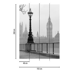 Fotobehang London Fog Skyline vlies - zwart / wit - 1,92cm x 2,6cm