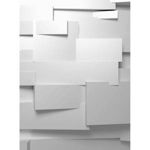 Fotomurale Muro 3D geometrico Tessuto non tessuto - Bianco / Grigio - 1,92cm x 2,6cm