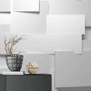 Papier peint 3D Wall Geometric Intissé - Blanc / Gris - 1,92 x 2,6 cm