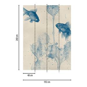 Papier peint Blue Fish Intissé - Bleu / Beige - 1,92 x 2,6 cm