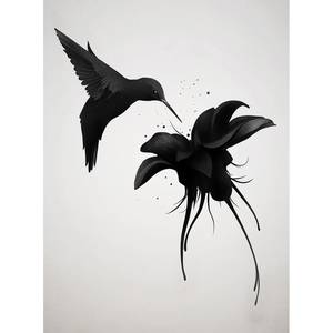 Fotobehang Hummingbird vlies - zwart / wit - 1,92cm x 2,6cm