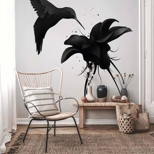 Papier peint Hummingbird Intissé - Noir / Blanc - 1,92 x 2,6 cm
