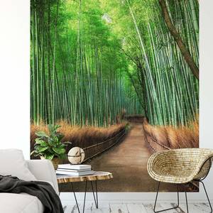Fotomurale Bambù e sentiero Tessuto non tessuto - Verde / Marrone - 1,92cm x 2,6cm