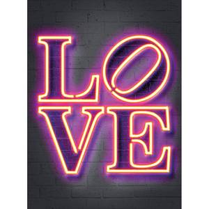 Fotomurale Neon Tube Love Tessuto non tessuto - Lilla / Rosa - 1,92cm x 2,6cm