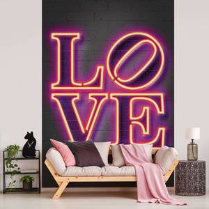 Fototapete Neon Tube Love Vlies - Lila / Pink