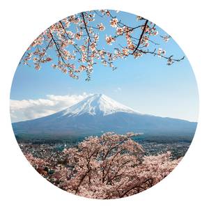 Papier peint Mount Fuji Japan Intissé - Rose / Blanc / Bleu - 1,4 x 1,4 cm
