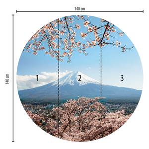 Papier peint Mount Fuji Japan Intissé - Rose / Blanc / Bleu - 1,4 x 1,4 cm