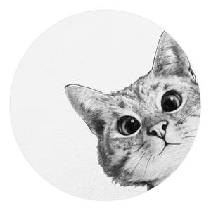 Papier peint Sneaky Cat Intissé - Noir / Blanc - 1,4 x 1,4 cm