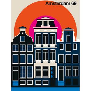 Papier peint Amsterdam Skyline Intissé structuré - Noir / Beige / Rouge - 2 x 2,7 cm - Non-tissé structuré