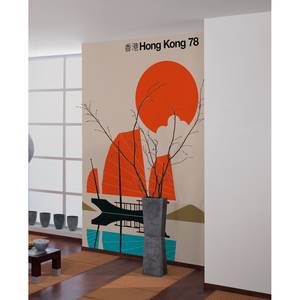 Fotobehang Hong Kong mat vlies - beige / oranje / zwart - 2cm x 2,7cm - Vlies mat