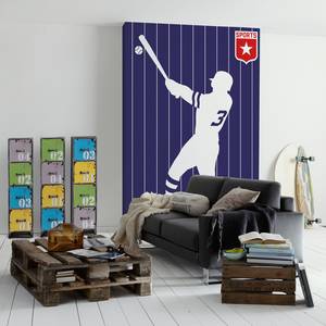 Papier peint Baseball Intissé Premium - Violet / Blanc - 2 x 2,7 cm - Non tissé premium