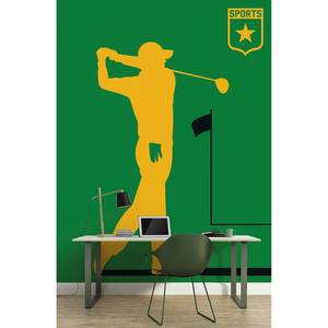 Fotobehang Golf player structuurvlies - groen / geel - 2cm x 2,7cm - Structuurvlies