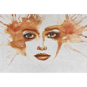 Papier peint Watercolour Face I Intissé structuré - Orange / Blanc - 4 x 2,7 cm - Non-tissé structuré