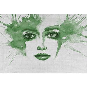 Fotomurale Watercolour Face II Tessuto non tessuto premium - Verde / Bianco - 4 cm x 2,7 cm - Vello premium