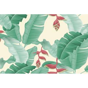 Papier peint Heliconia I Intissé structuré - Beige / Vert / Rouge - 4 x 2,7 cm - Non-tissé structuré