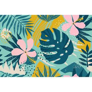 Fototapete Jungle Plant Vlies matt - Rosa / Blau / Gelb - 4cm x 2,7cm - Vlies matt