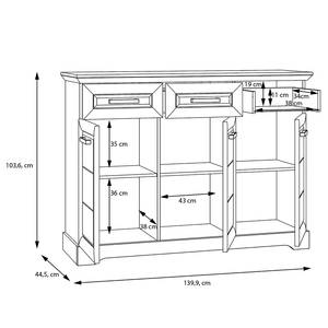 Sideboard New Dessa III Kiefer Weiß Dekor