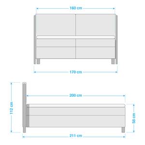 Lit boxspring California Box Tissu TUS : 16 blue - 160 x 200cm - Matelas double D2/D3 - Unicolore