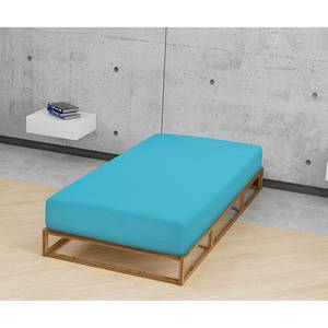 Drap housse en jersey élastique 0077866 Coton / Élasthanne - Turquoise - 90-100 x 200-220 cm