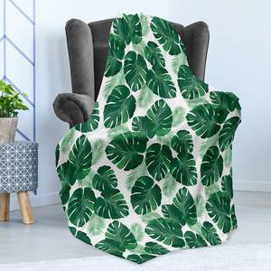 Plaid Feuilles Polyester - Blanc / Vert jade - 175 x 230 cm