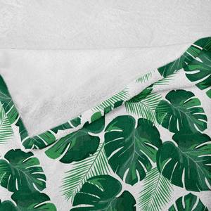 Plaid Blätter Polyester - Weiß  / Jadegrün - 125 x 175 cm