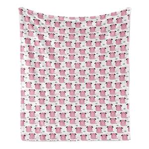 Plaid Porcelet Polyester - Gris / Rose - 125 x 175 cm