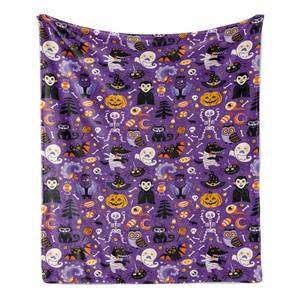 Plaid Halloween Polyester - Violett / Orange - 125 x 175 cm