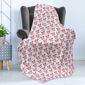 Plaid Ferkel Polyester - Grau / Rosa - 175 x 230 cm