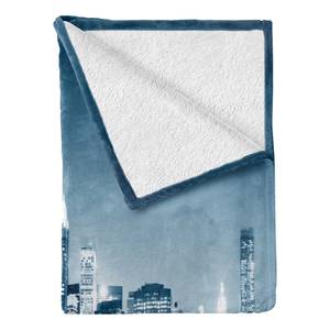 Plaid Ville Polyester - Bleu gris / Bleu pétrole - 125 x 175 cm