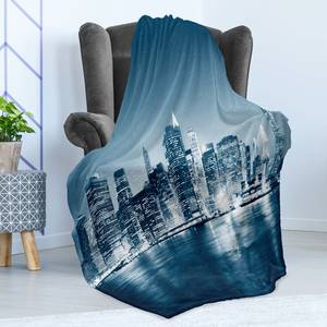 Plaid Ville Polyester - Bleu gris / Bleu pétrole - 175 x 230 cm