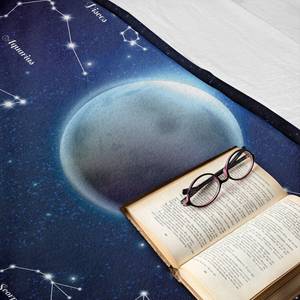 Plaid Astronomie Polyester - Bleu nuit / Gris foncé - 175 x 230 cm