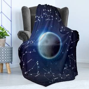 Plaid Astronomie polyester - nachtblauw/donkergrijs - 125 x 175 cm