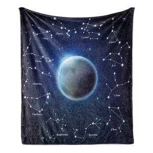 Plaid Astronomie polyester - nachtblauw/donkergrijs - 125 x 175 cm