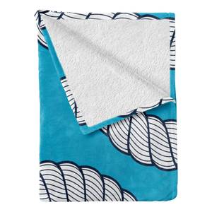 Plaid Water polyester - blauw/wit - 175 x 230 cm