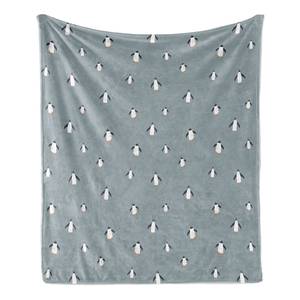 Plaid Pinguïn polyester - donkergrijs - 125 x 175 cm