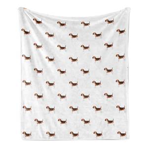 Plaid Beagle polyester - bruin/zacht robijnrood - 125 x 175 cm