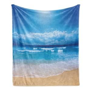 Plaid Strand I polyester - bruin/blauw - 175 x 230 cm