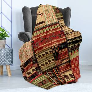 Plaid Afrikanisch Polyester - Rot / Schwarz - 175 x 230 cm