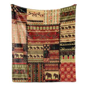 Plaid Afrikaans polyester - rood/zwart - 175 x 230 cm